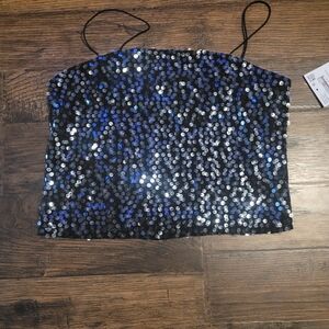 American Eagle Outfitters Black and Blue Sequin Camisole